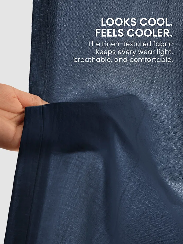 Navy Blue Textured Summer Pants